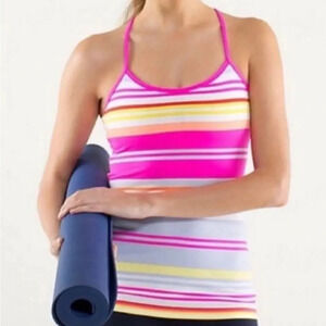 Lululemon Power Y Tank Raspberry Glo Groovy Stripes